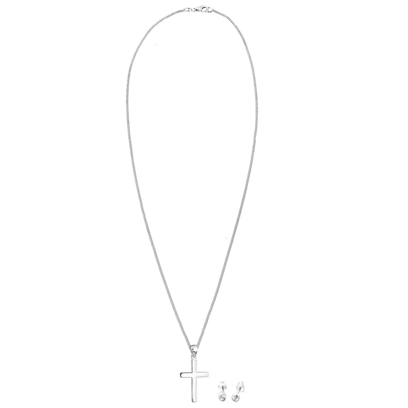 Elli "Schmuckset Kreuz | Kristall (Weiß)< Roségold|Symbol-schmuck