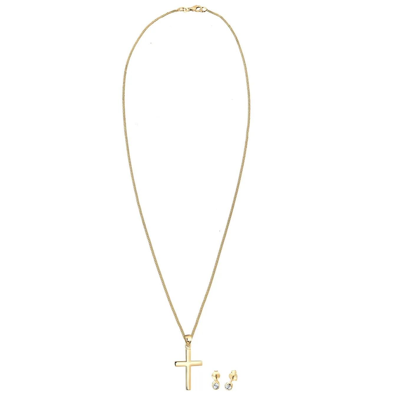 Elli "Schmuckset Kreuz | Kristall (Weiß)< Roségold|Symbol-schmuck