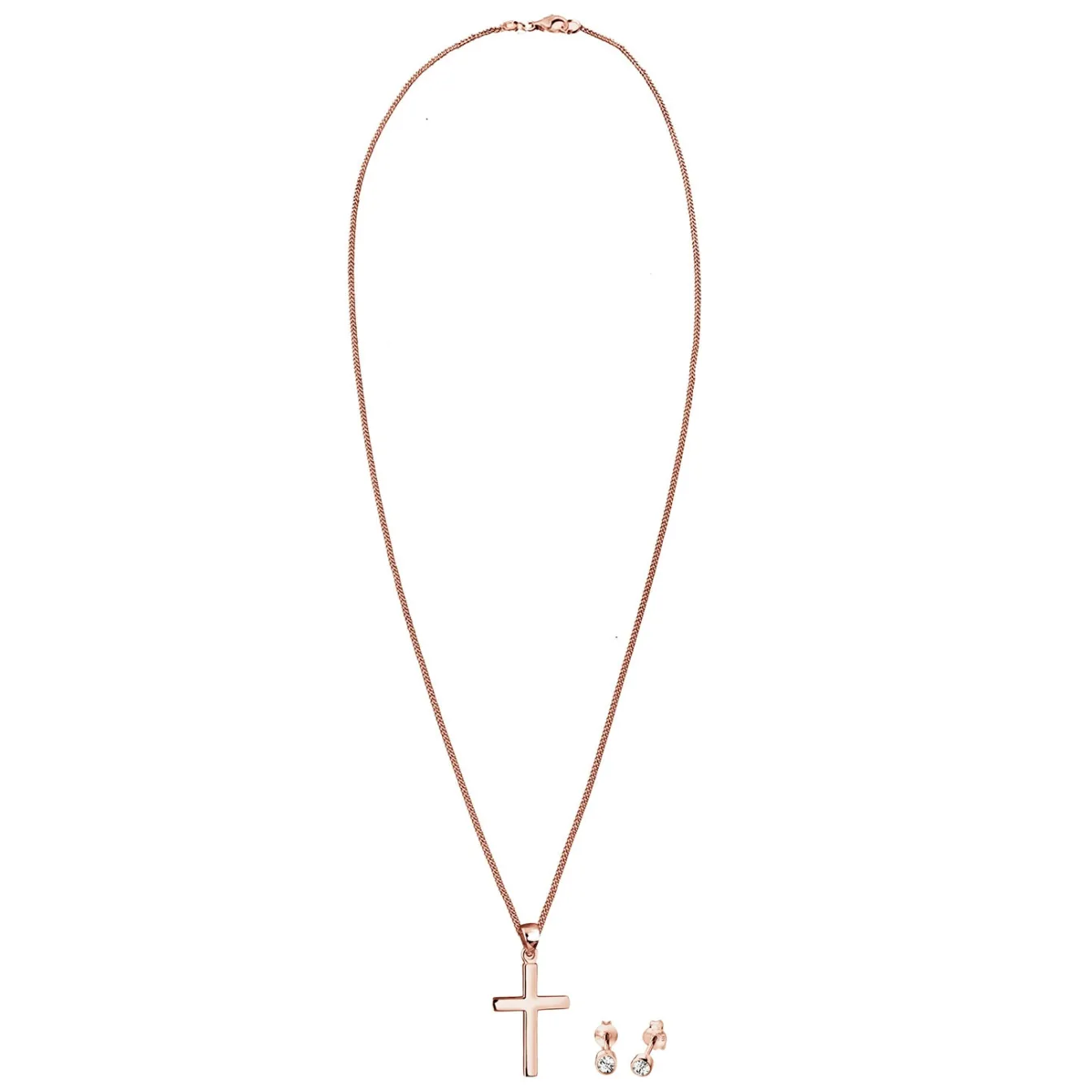 Elli "Schmuckset Kreuz | Kristall (Weiß)< Roségold|Symbol-schmuck