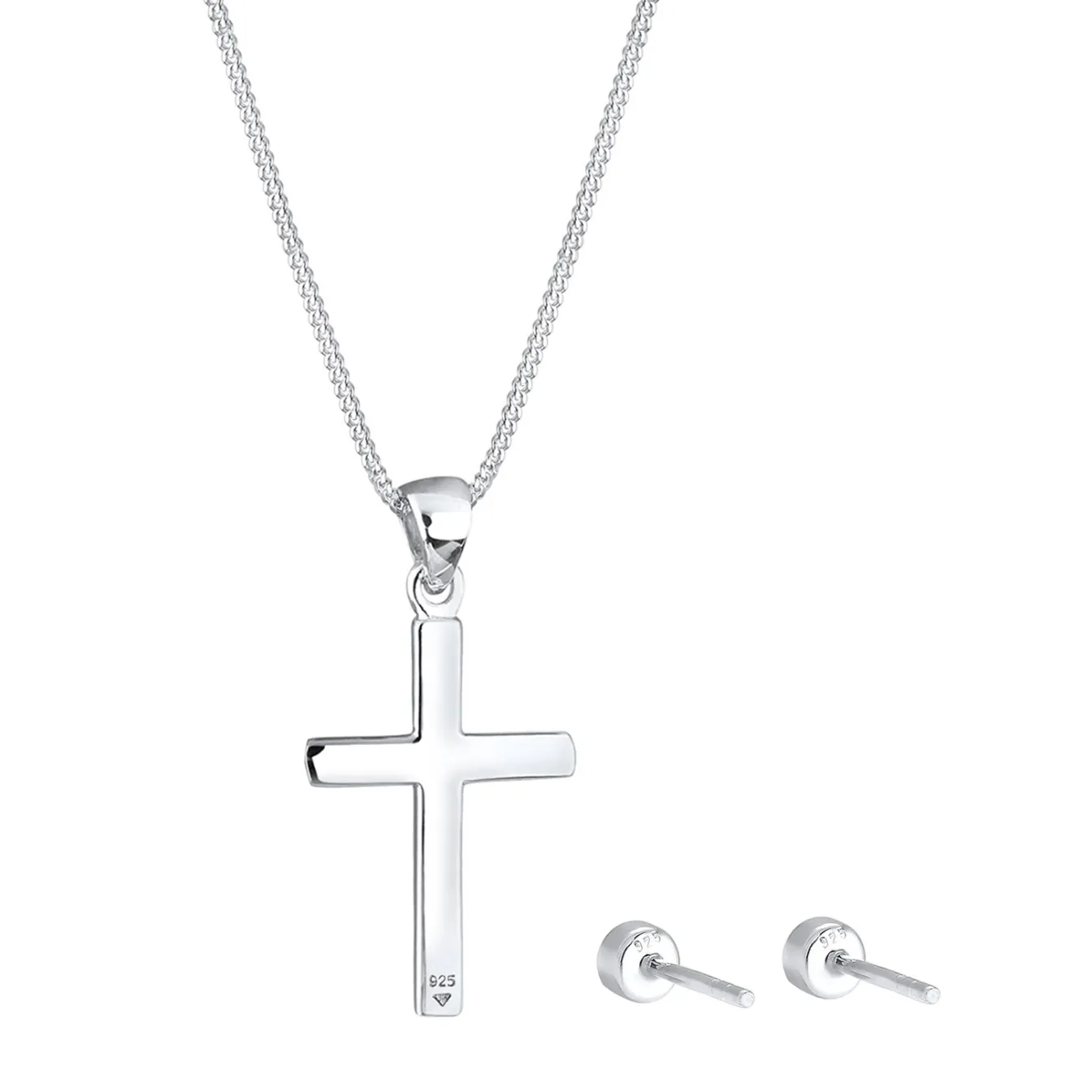 Elli "Schmuckset Kreuz | Kristall (Weiß)< Roségold|Symbol-schmuck