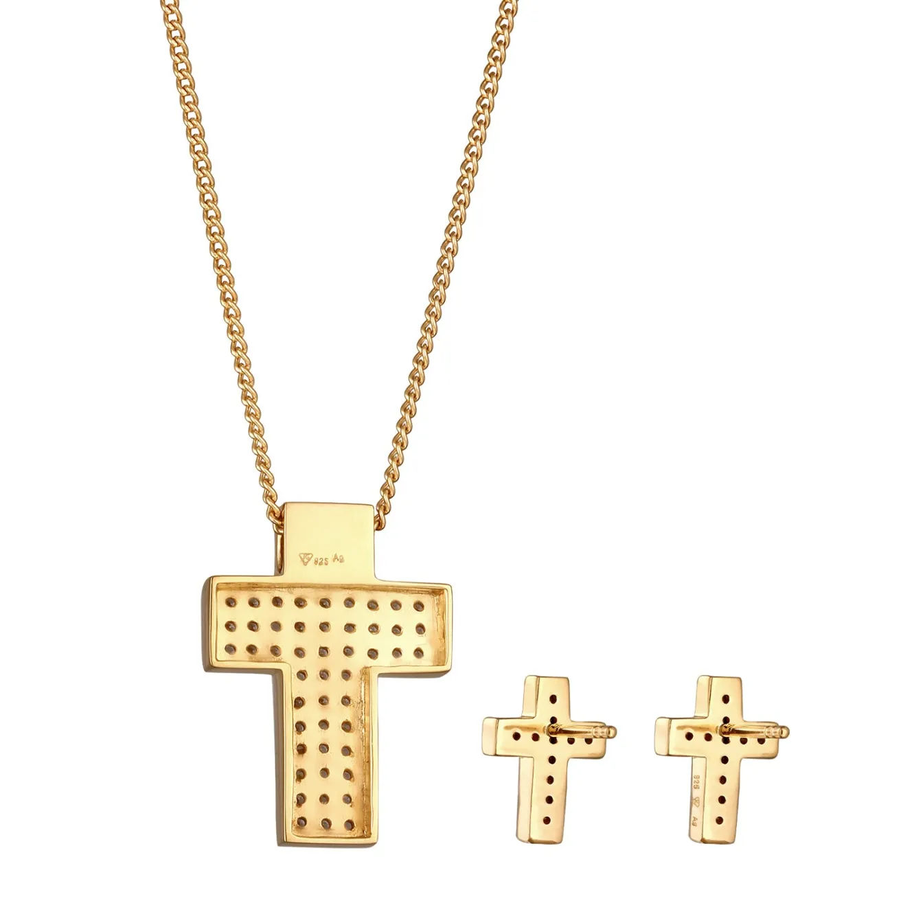 Elli "Schmuckset Kreuz | Zirkonia (Weiß)< Vergoldet|Symbol-schmuck