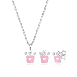 Elli "Schmuckset Krone | Kristall (Weiß)<Kinder Symbol-schmuck|Schmucksets