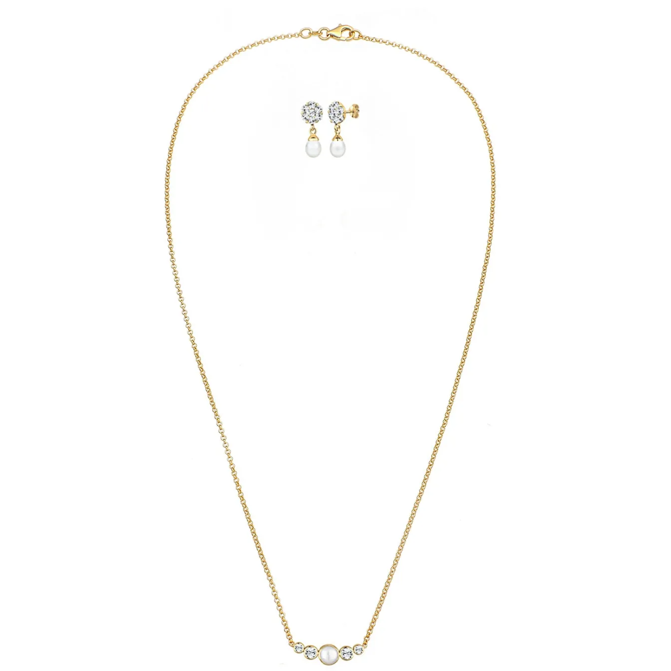 Elli "Schmuckset Kugel | Süßwasserperle, Kristall ( Weiß )< Schmucksets|Schmucksets