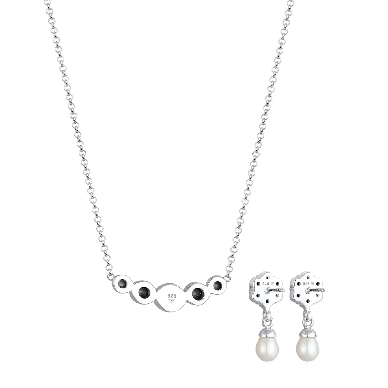 Elli "Schmuckset Kugel | Süßwasserperle, Kristall ( Weiß )< Schmucksets|Schmucksets