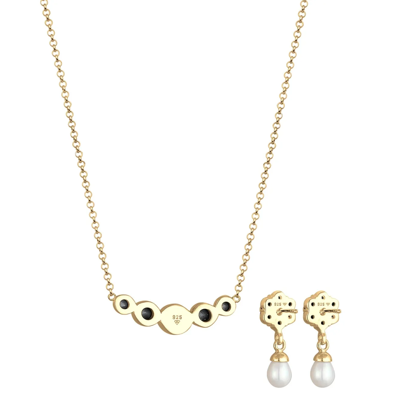 Elli "Schmuckset Kugel | Süßwasserperle, Kristall ( Weiß )< Schmucksets|Schmucksets
