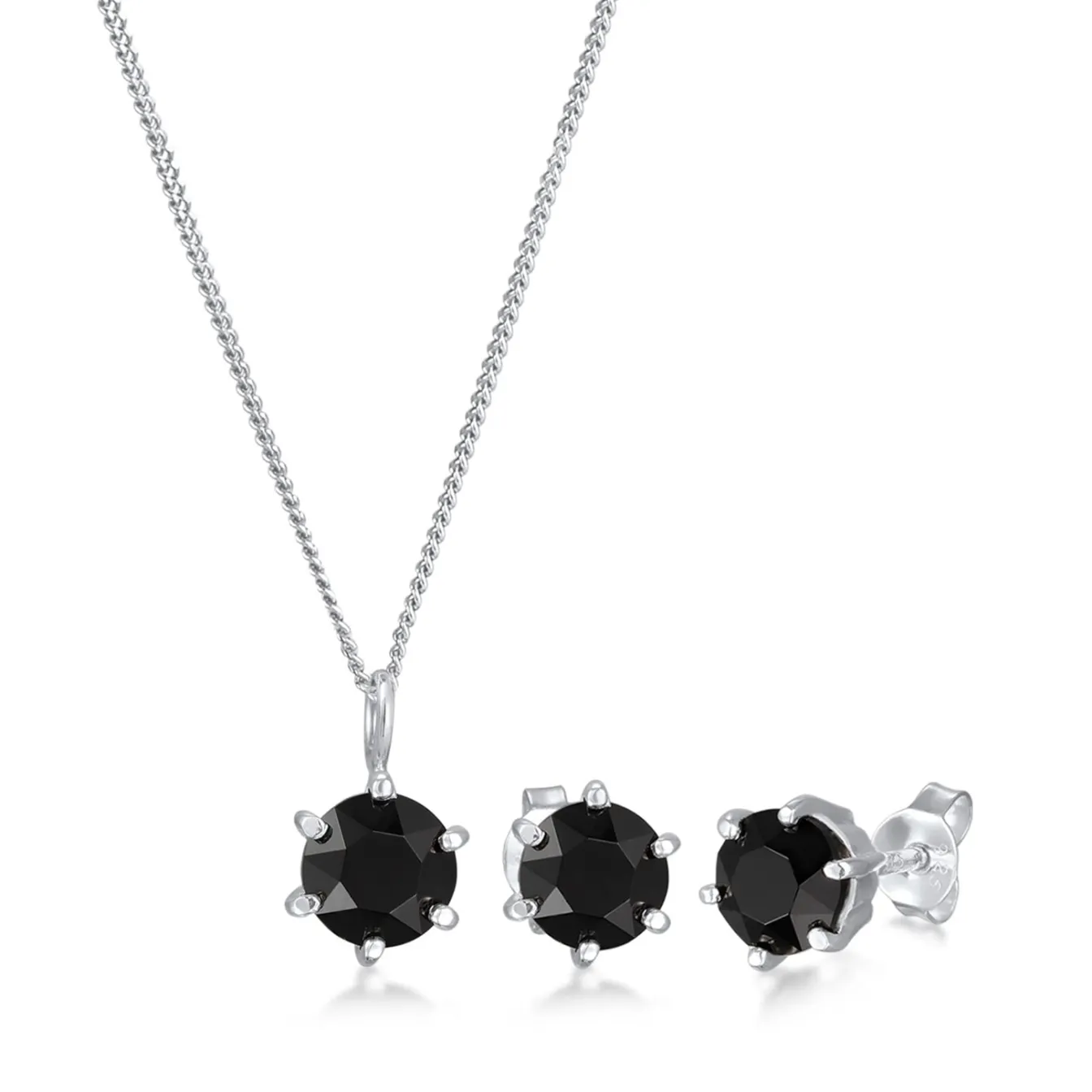 Elli "Schmuckset Solitär | Kristall (Schwarz)< Schmucksets|Schmucksets
