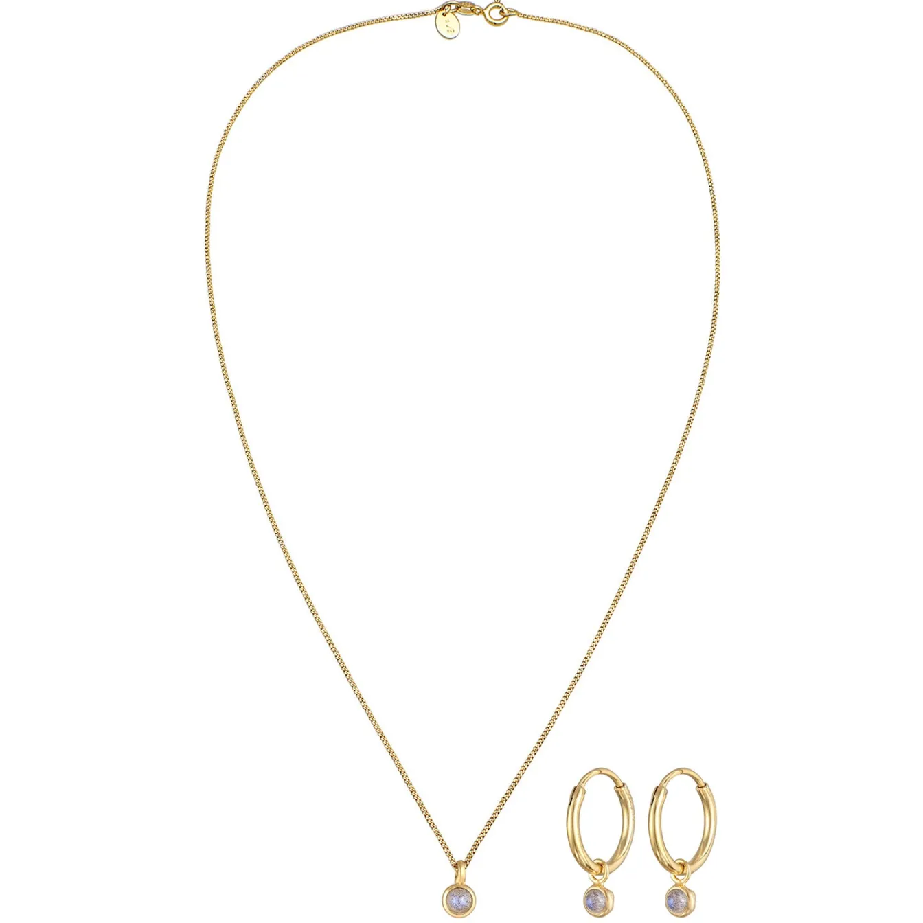 Elli "Schmuckset Solitär | Labradorit (Grau)< Vergoldet|Schmucksets
