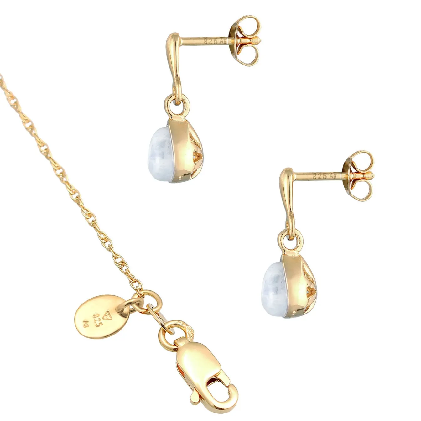 Elli "Schmuckset Tropfen | Mondstein (Weiß)< Schmucksets|Schmucksets