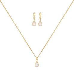 Elli "Schmuckset Tropfen | Mondstein (Weiß)< Schmucksets|Schmucksets