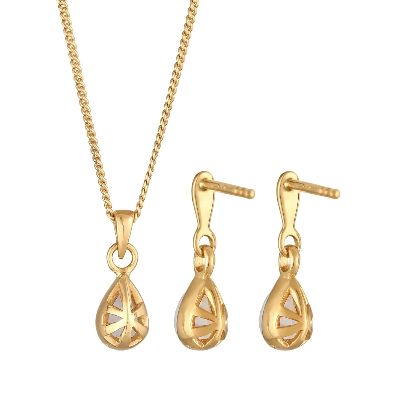 Elli "Schmuckset Tropfen | Mondstein (Weiß)< Schmucksets|Schmucksets