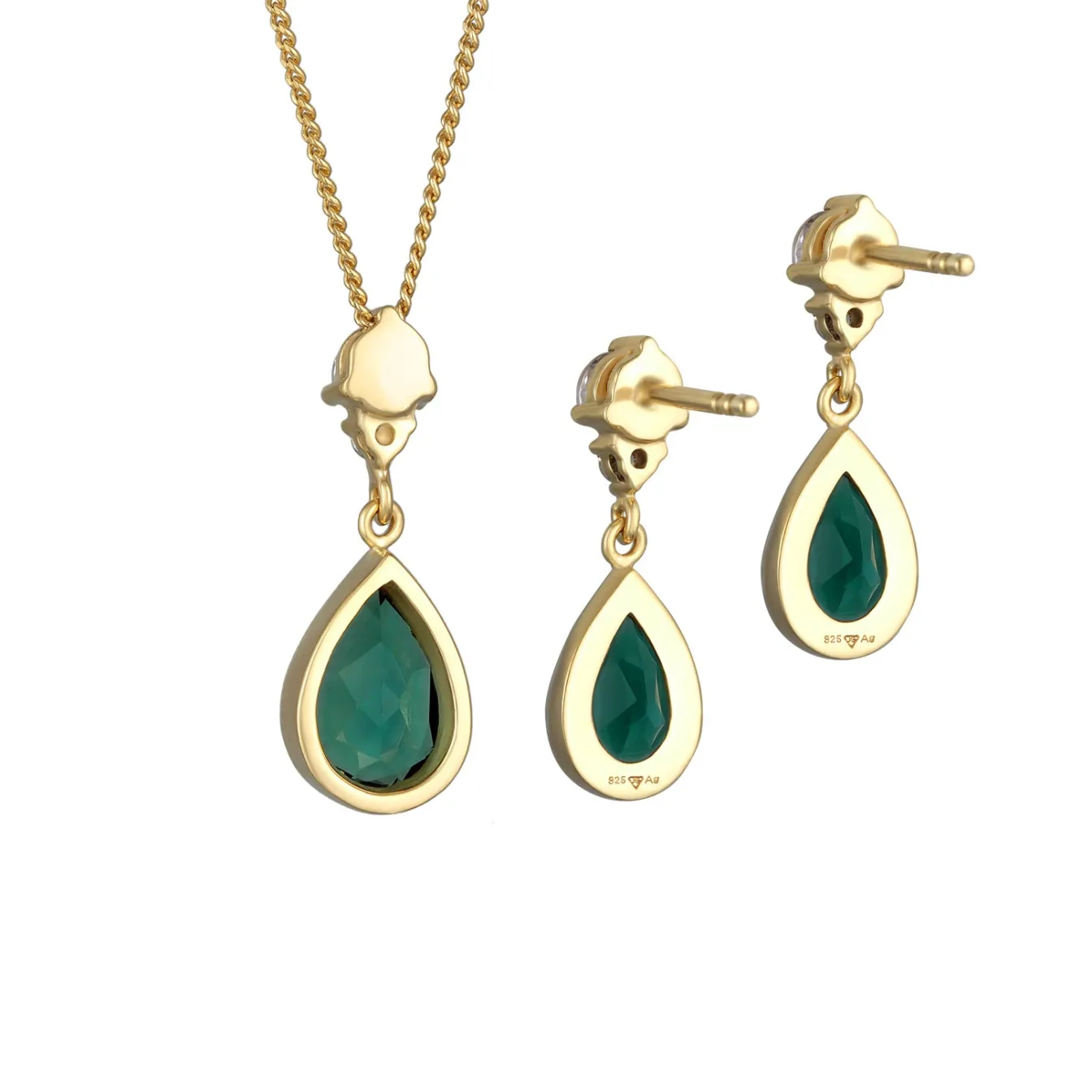 Elli "Schmuckset Tropfen | Quarz, Zirkonia (, Weiß)< Schmucksets|Schmucksets