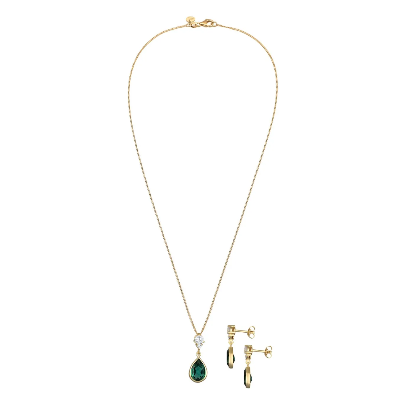 Elli "Schmuckset Tropfen | Quarz, Zirkonia (, Weiß)< Schmucksets|Schmucksets