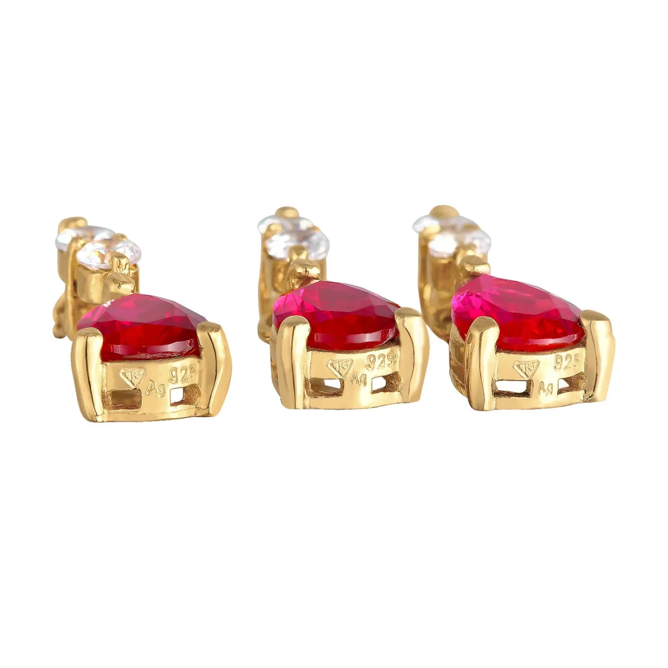 Elli "Schmuckset Tropfen | Zirkonia, Synth. Rubin (Rot)< Schmucksets|Schmucksets