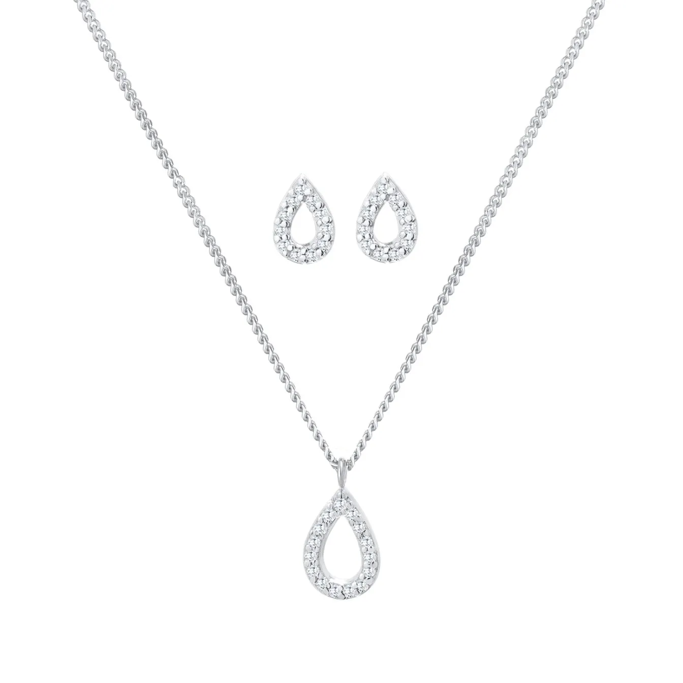 Elli "Schmuckset Tropfen | Zirkonia (Weiß)< Schmucksets|Schmucksets