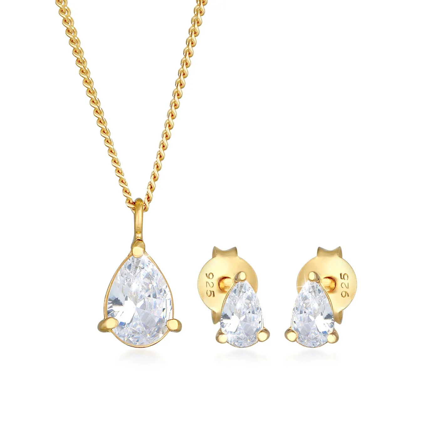 Elli "Schmuckset Tropfen | Zirkonia ( Weiß )< Schmucksets|Schmucksets
