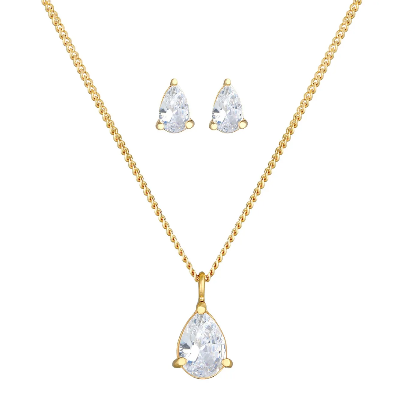 Elli "Schmuckset Tropfen | Zirkonia ( Weiß )< Schmucksets|Schmucksets