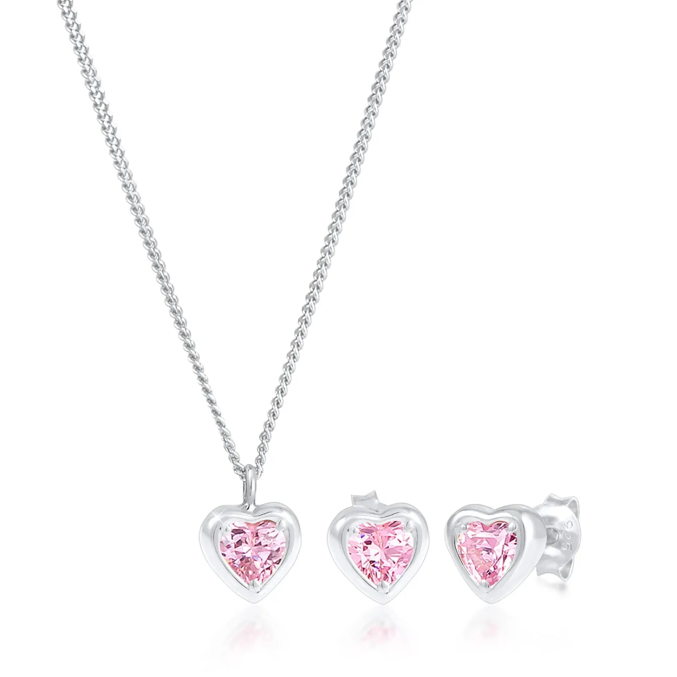 Elli "SchmuckSet Herz | Zirkonia (Rosa)<Kinder Symbol-schmuck|Herz-schmuck