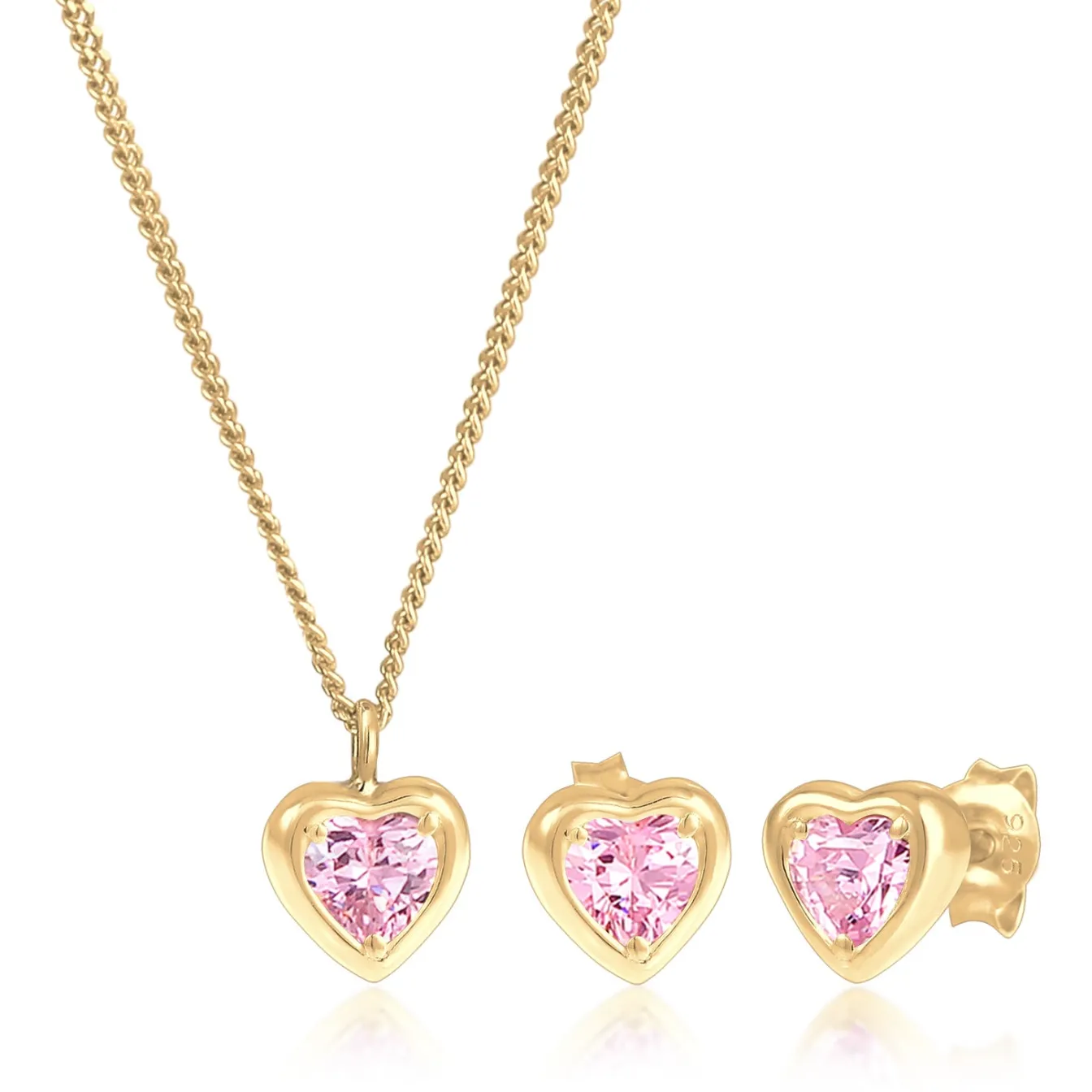 Elli "SchmuckSet Herz | Zirkonia (Rosa)<Kinder Symbol-schmuck|Herz-schmuck