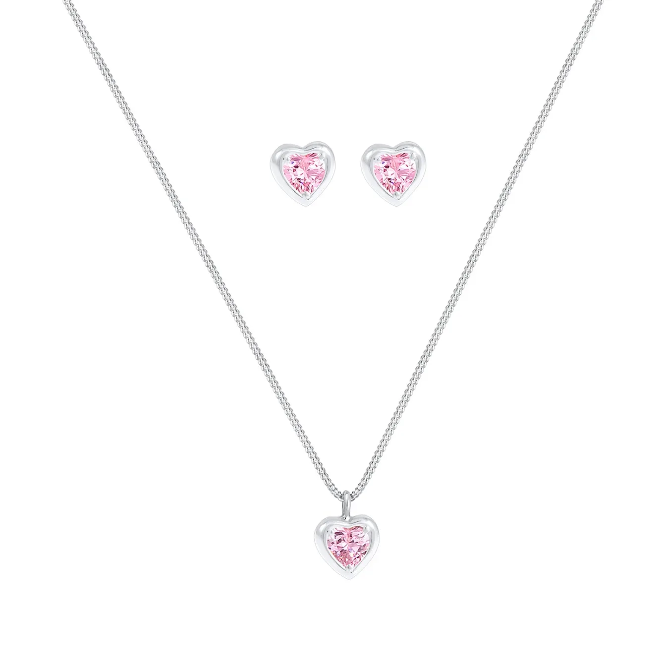 Elli "SchmuckSet Herz | Zirkonia (Rosa)<Kinder Symbol-schmuck|Herz-schmuck
