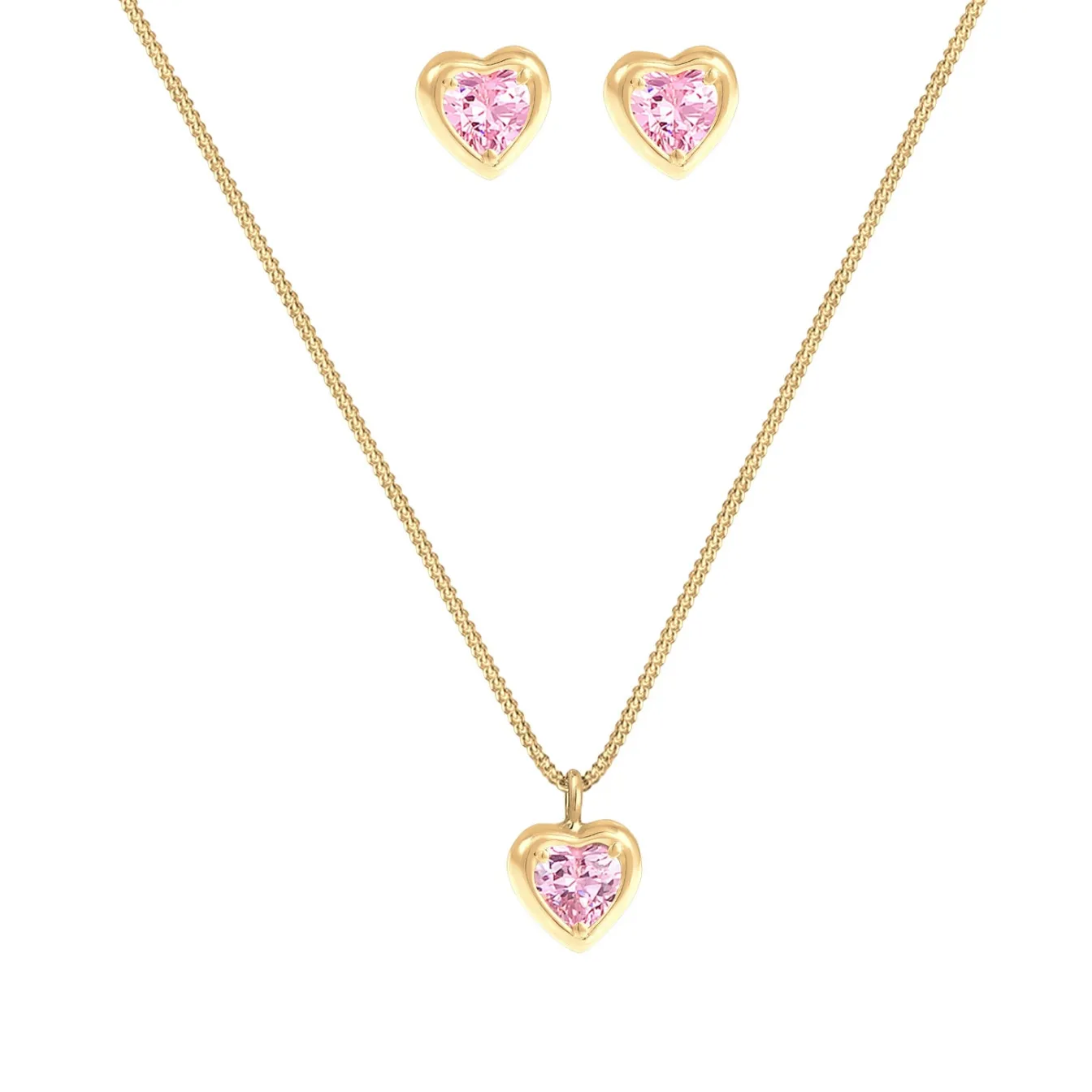 Elli "SchmuckSet Herz | Zirkonia (Rosa)<Kinder Symbol-schmuck|Herz-schmuck