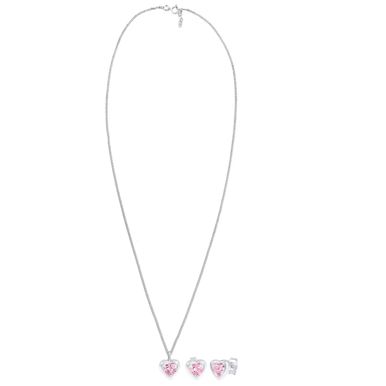 Elli "SchmuckSet Herz | Zirkonia (Rosa)<Kinder Symbol-schmuck|Herz-schmuck