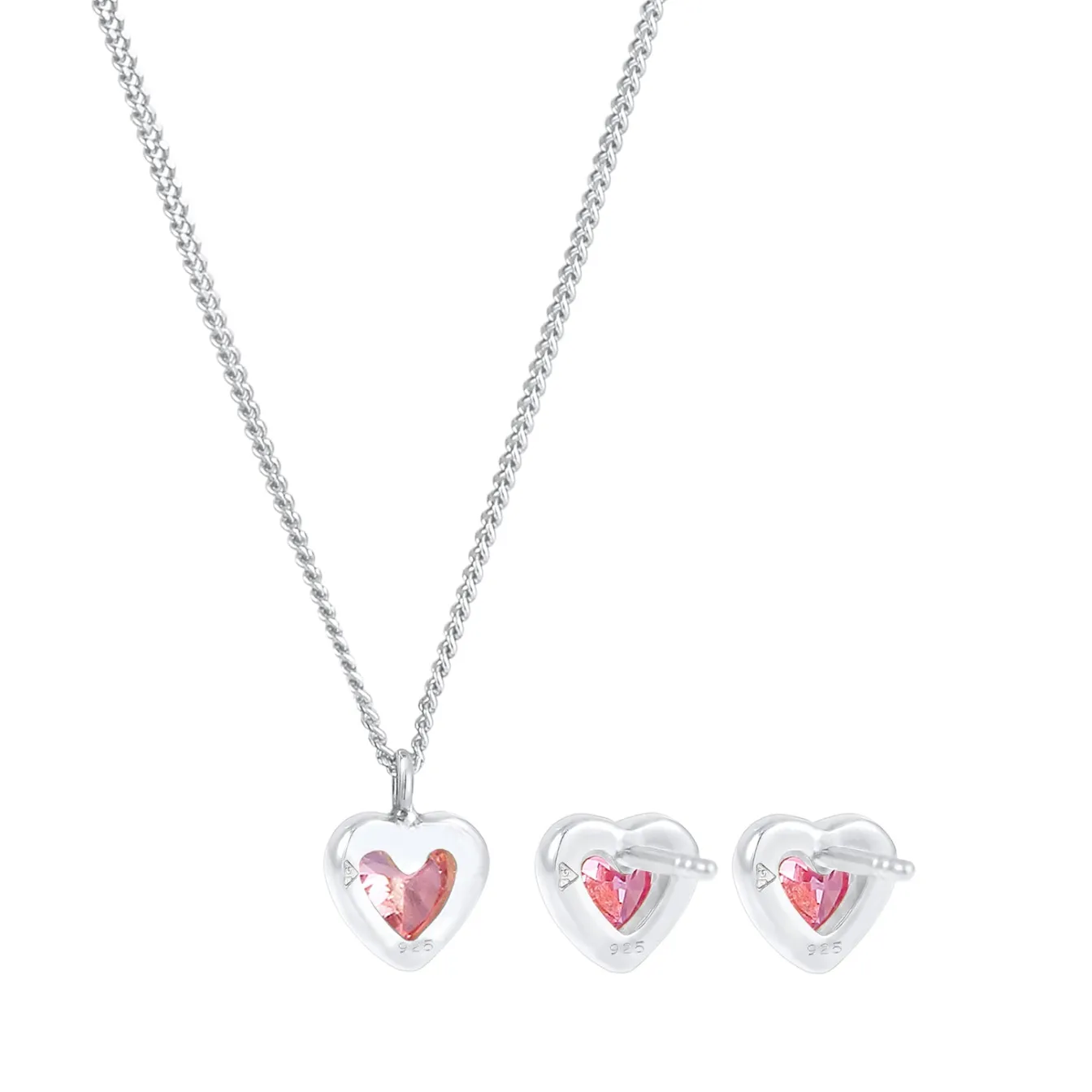 Elli "SchmuckSet Herz | Zirkonia (Rosa)<Kinder Symbol-schmuck|Herz-schmuck