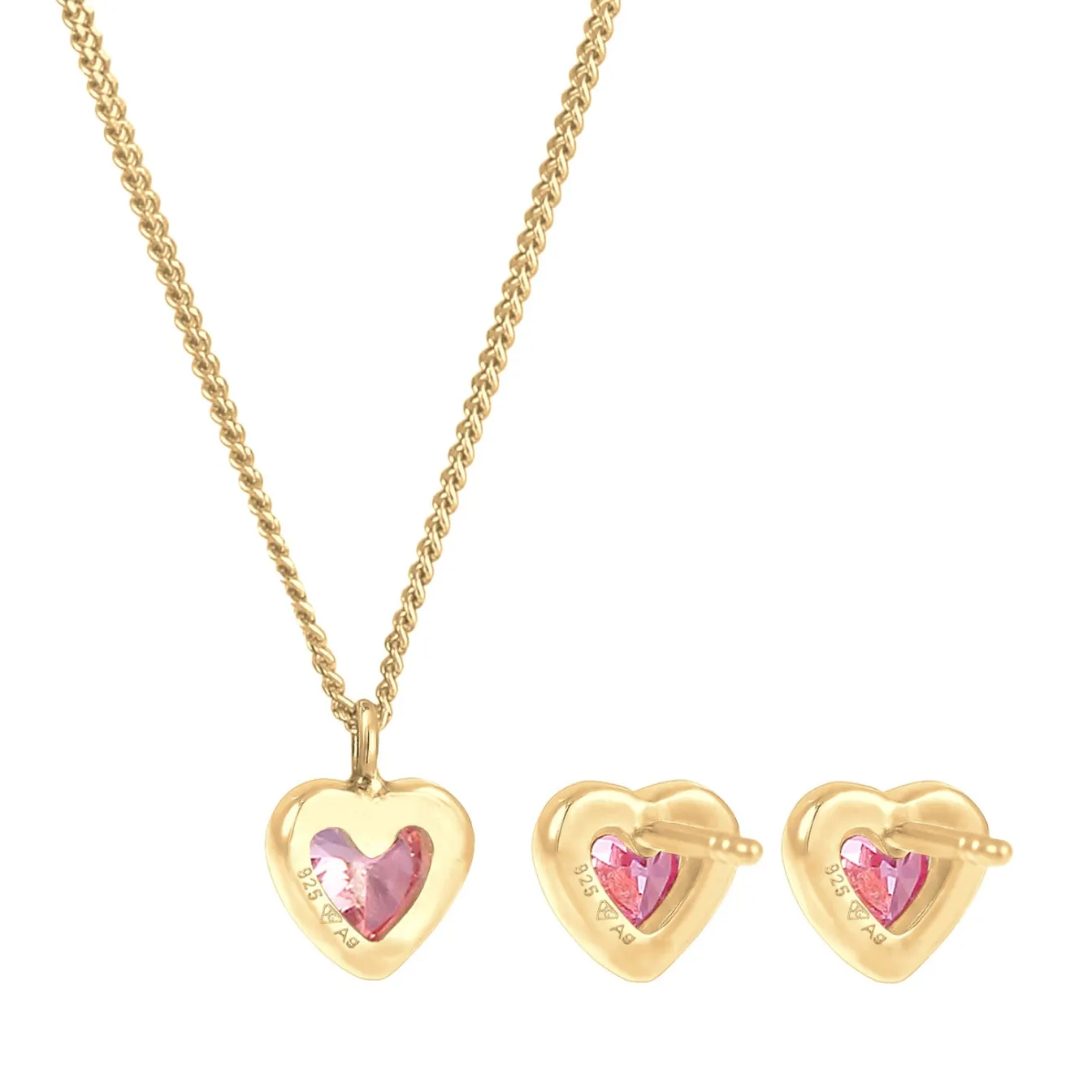 Elli "SchmuckSet Herz | Zirkonia (Rosa)<Kinder Symbol-schmuck|Herz-schmuck