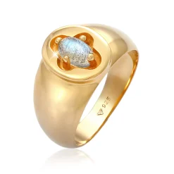 Elli "Siegelring | Labradorit ( Grau )< Ringe|Vergoldet