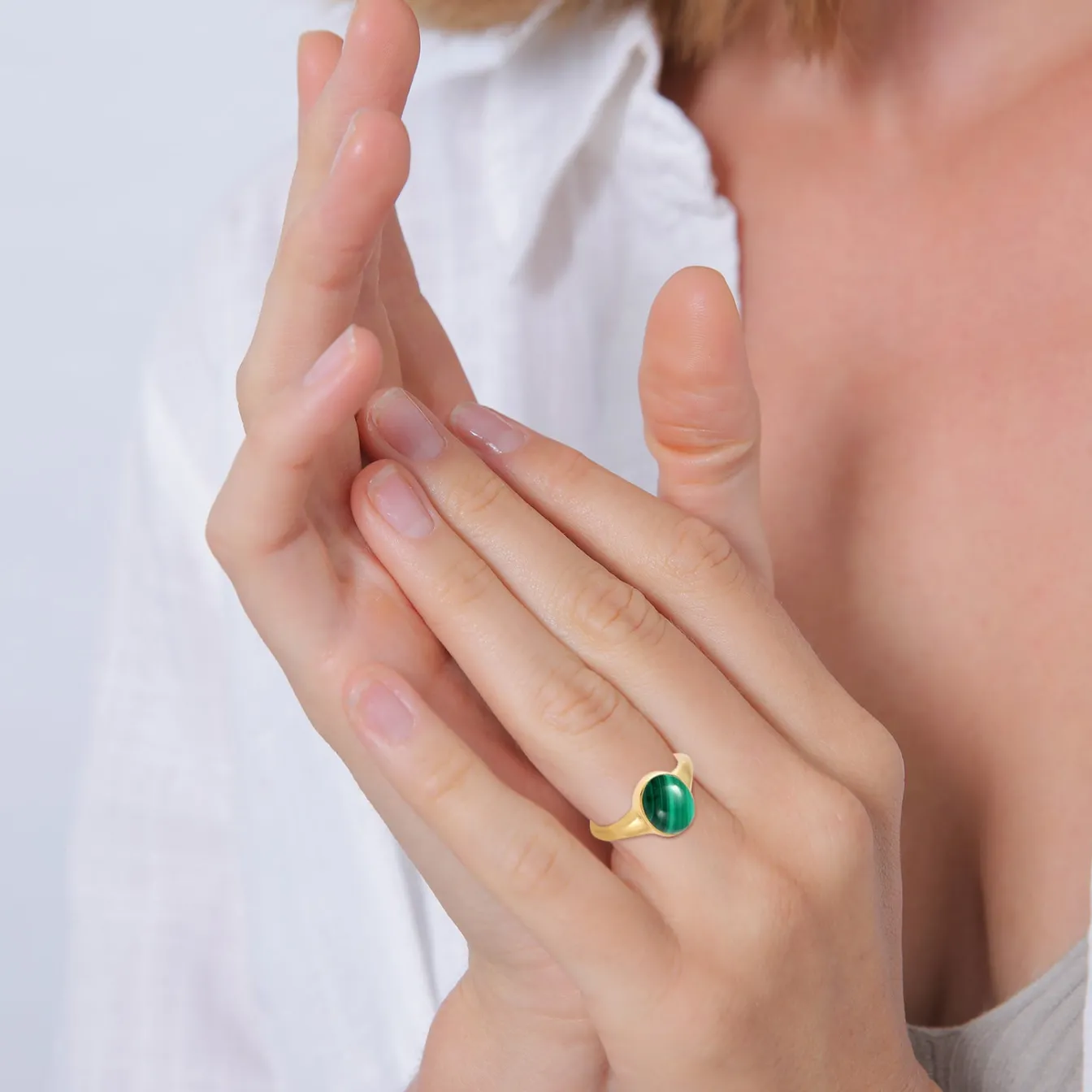 Elli "Siegelring | Malachit ( Grün )< Ringe|Vergoldet