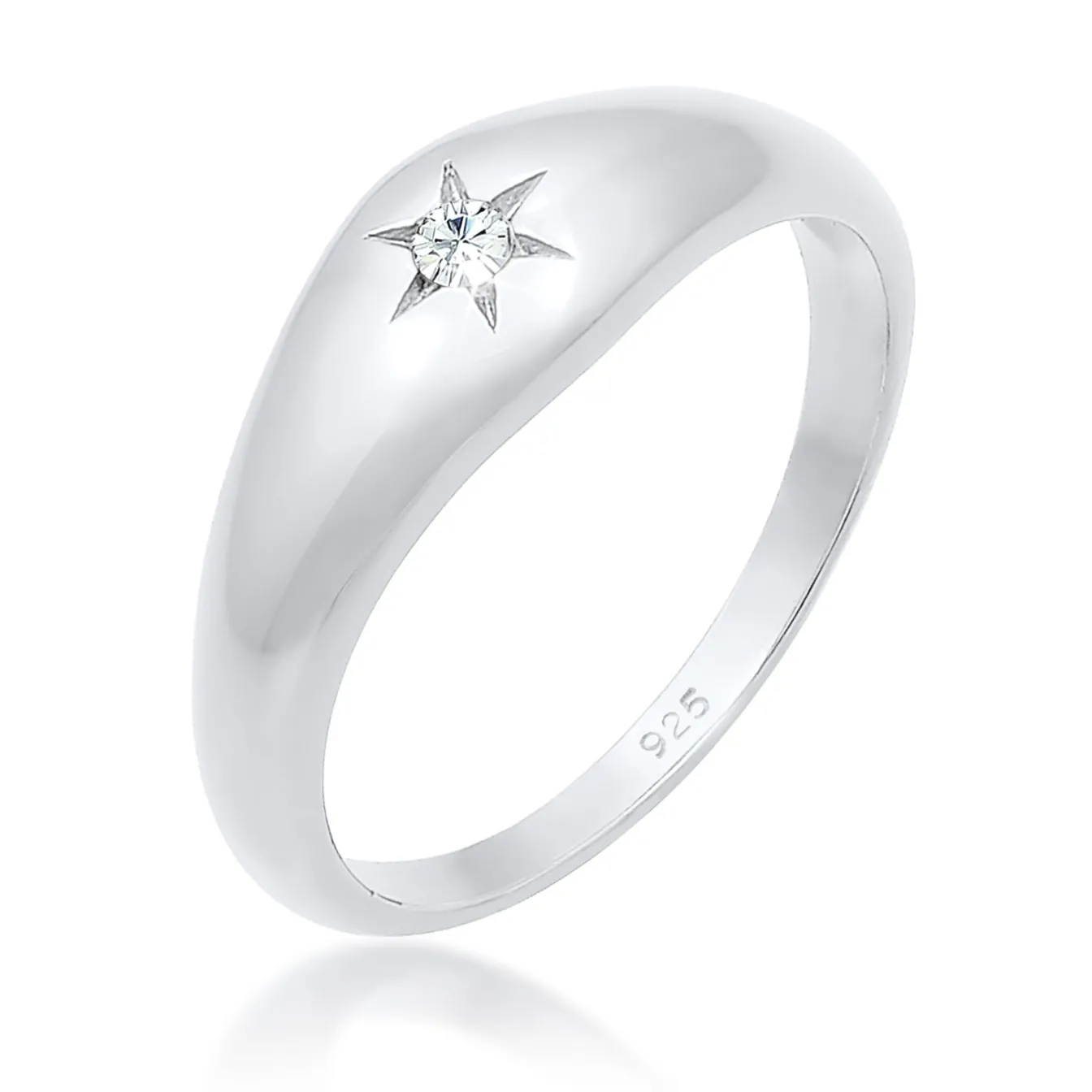 Elli "Siegelring Astro | Kristall (Weiß)< Ringe|Silber