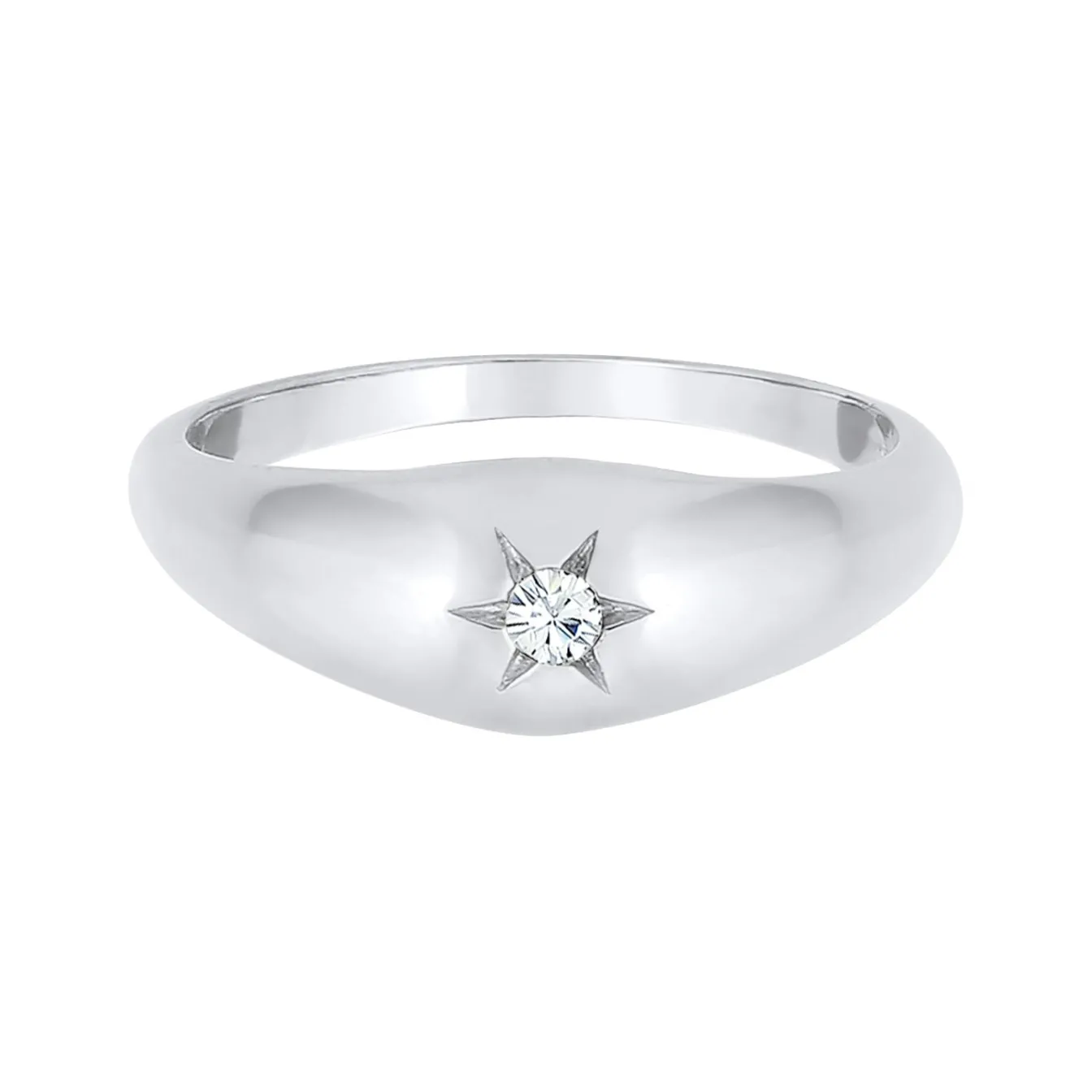 Elli "Siegelring Astro | Kristall (Weiß)< Ringe|Silber