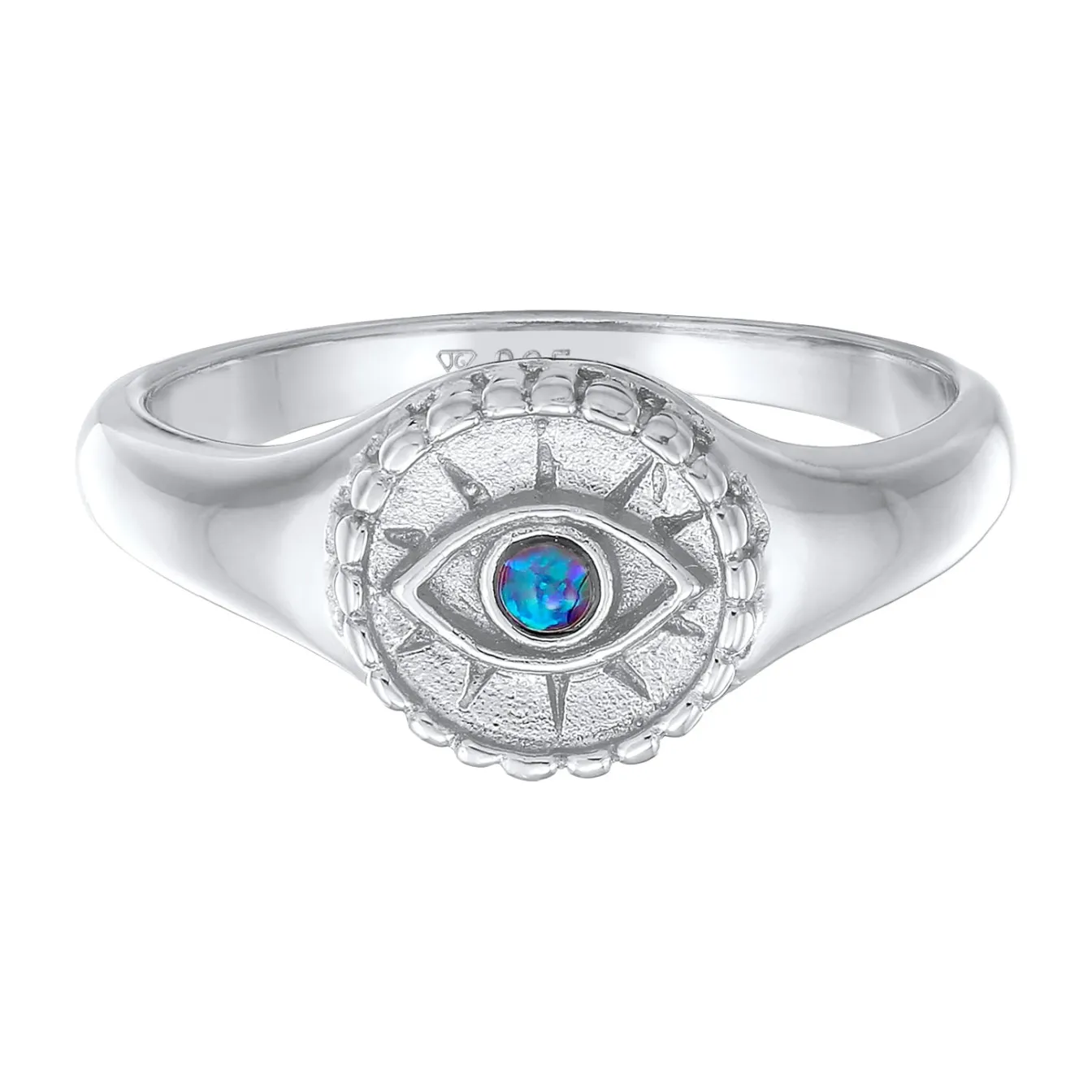 Elli "Siegelring Evil Eye | synthetischer Opal (Blau)< Vergoldet|Symbol-schmuck