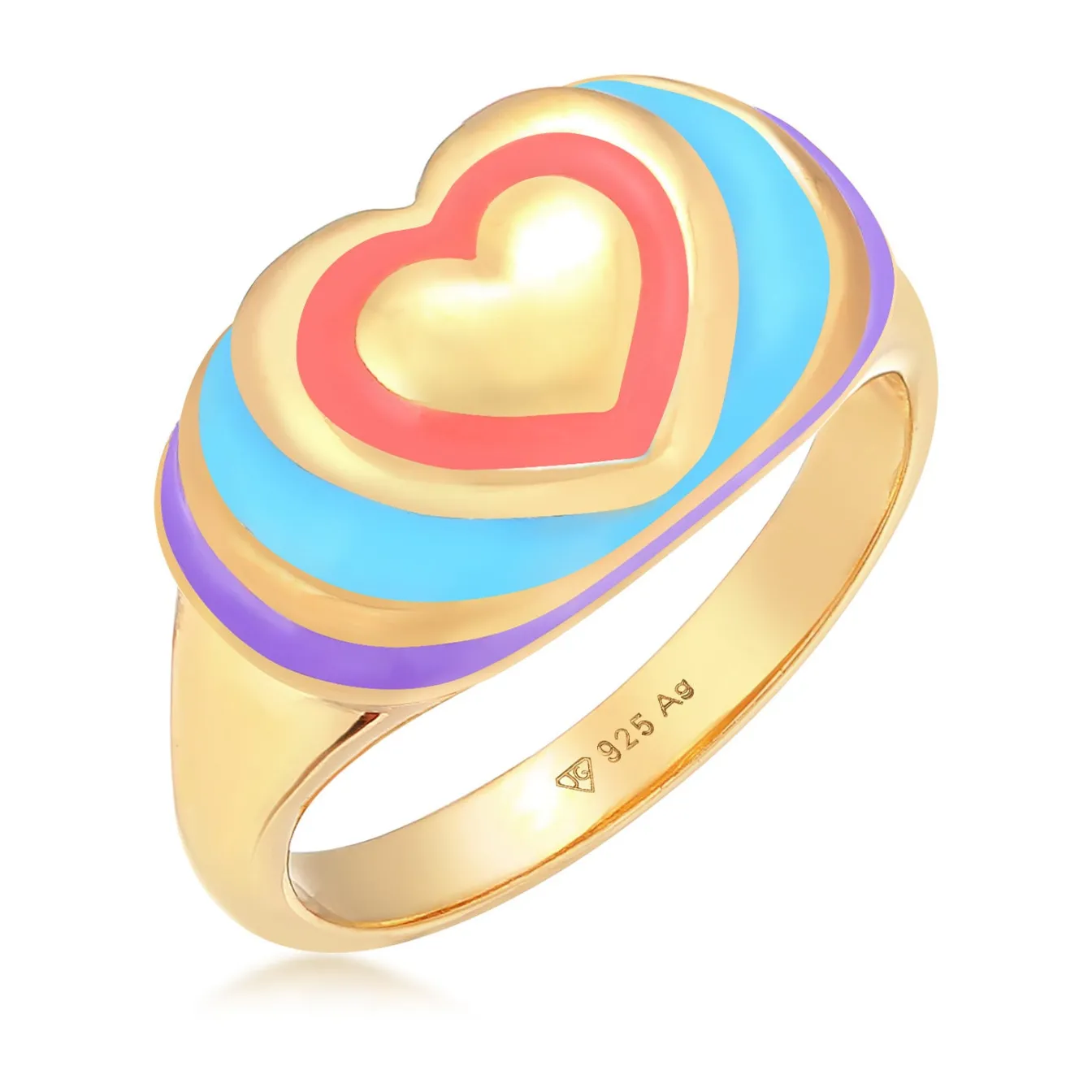 Elli "Siegelring Herz | Emaille (Bunt)< Symbol-schmuck|Herz-schmuck