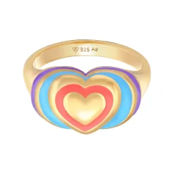 Elli "Siegelring Herz | Emaille (Bunt)< Symbol-schmuck|Herz-schmuck