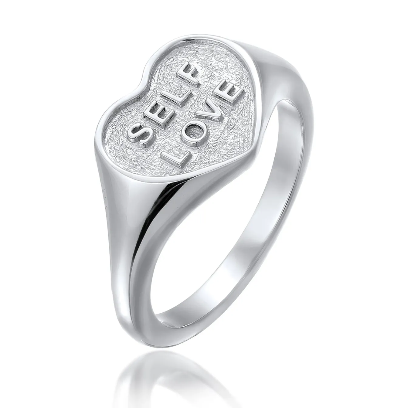 Elli "Siegelring Herz SELF LOVE< Vergoldet|Symbol-schmuck