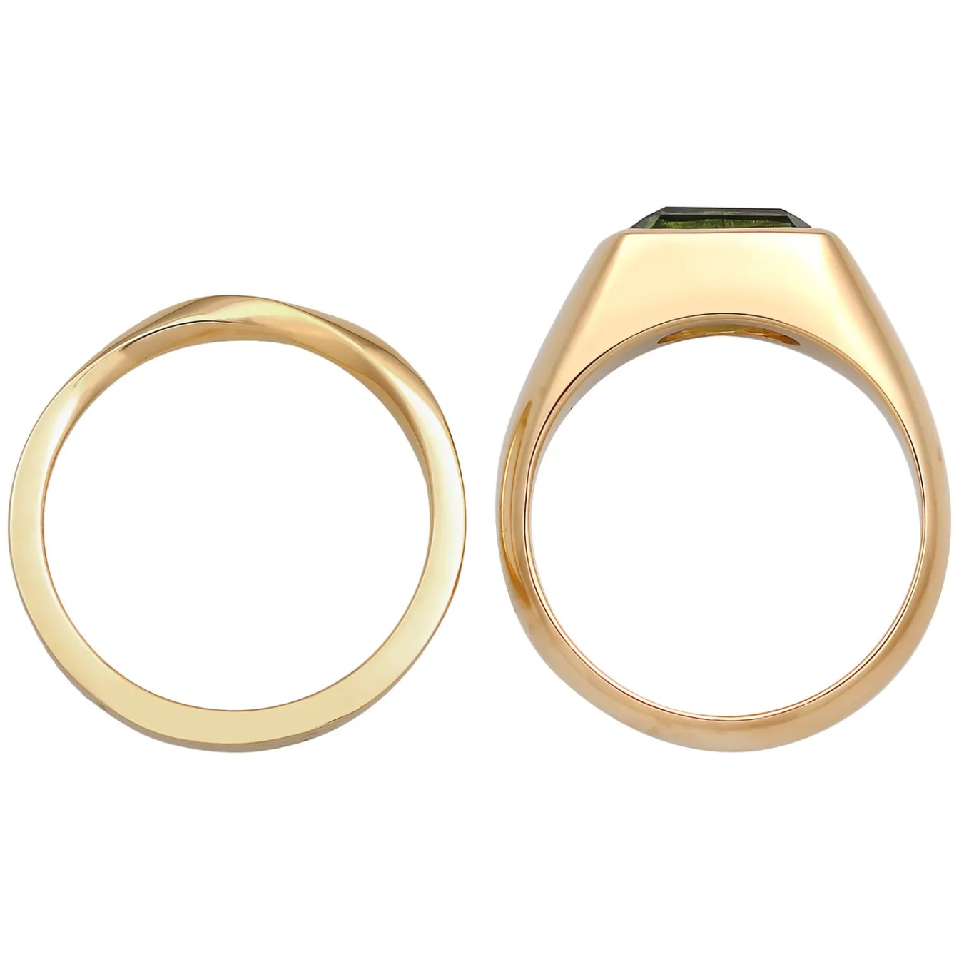 Elli "Siegelring Quadrat Set | Quartz (Grün)< Ringe|Vergoldet