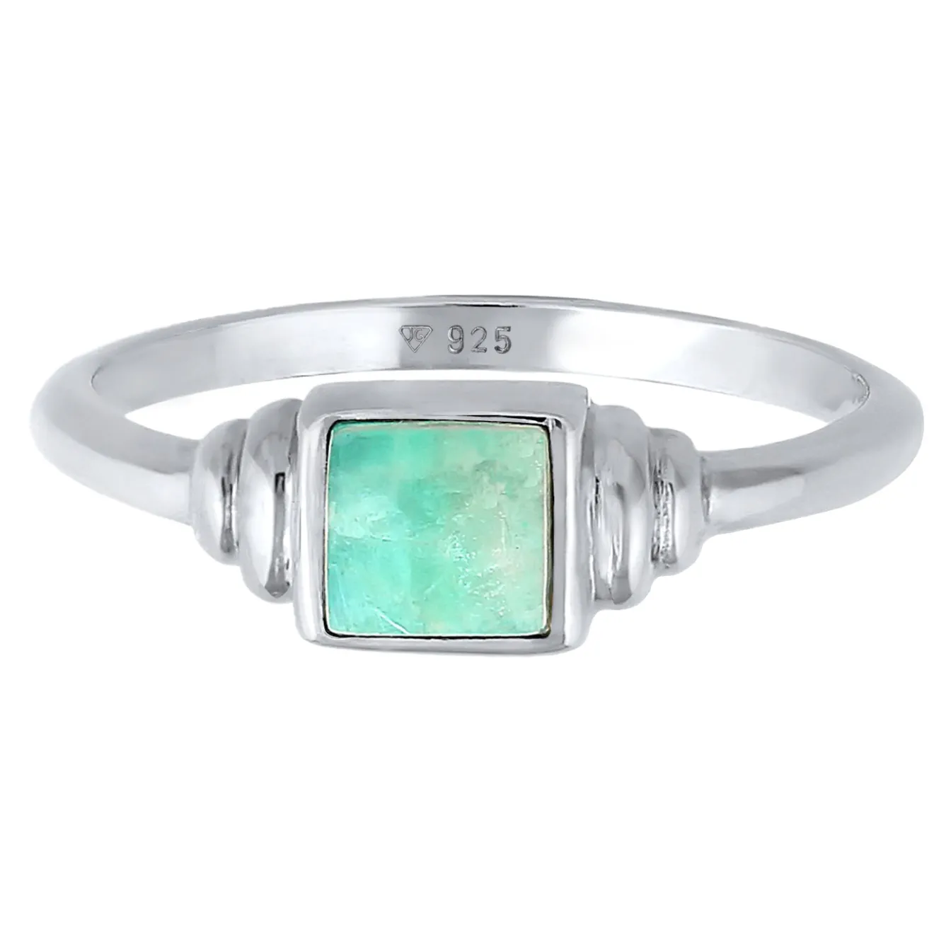 Elli "Siegelring Quadrat Vintage | Amazonit (Blau)< Ringe|Vergoldet