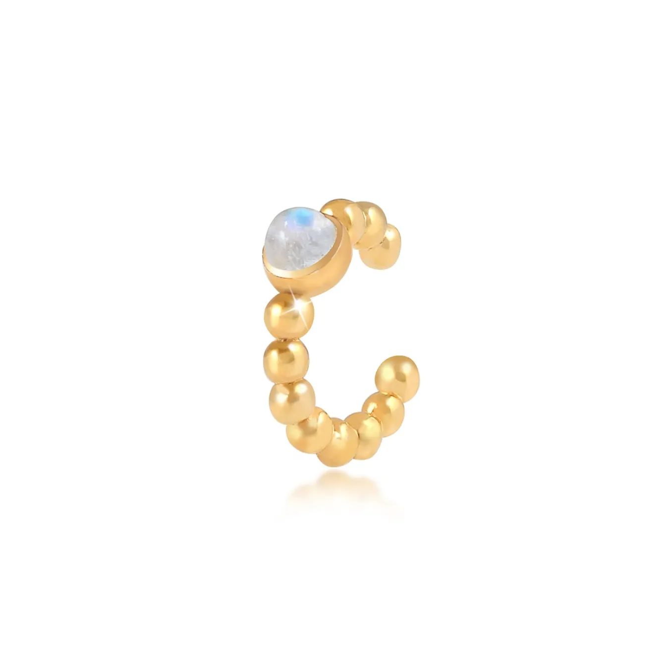 Elli "Single Earcuff | Mondstein ( Weiß )< Ohrringe|Vergoldet
