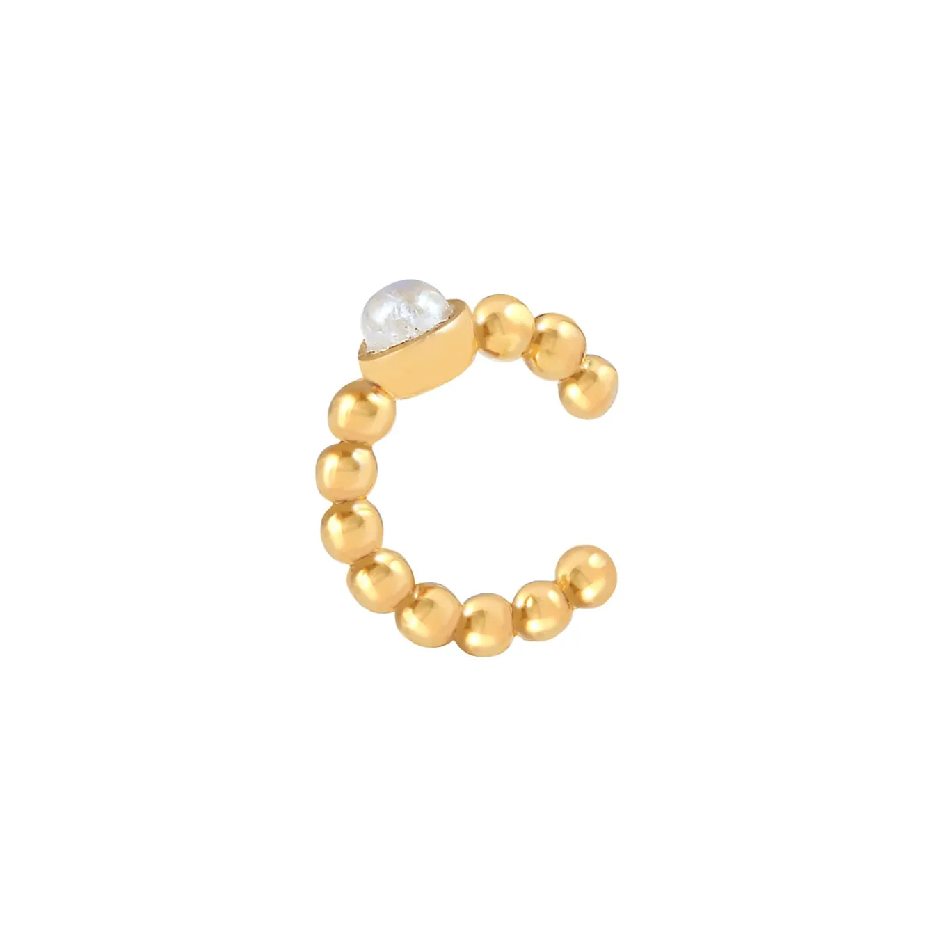 Elli "Single Earcuff | Mondstein ( Weiß )< Ohrringe|Vergoldet