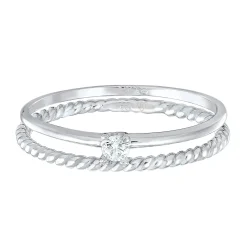 Elli "Solitär Ring-Set Twisted | Diamant (Weiß, 0.06 ct.)< Weissgold|Ringe