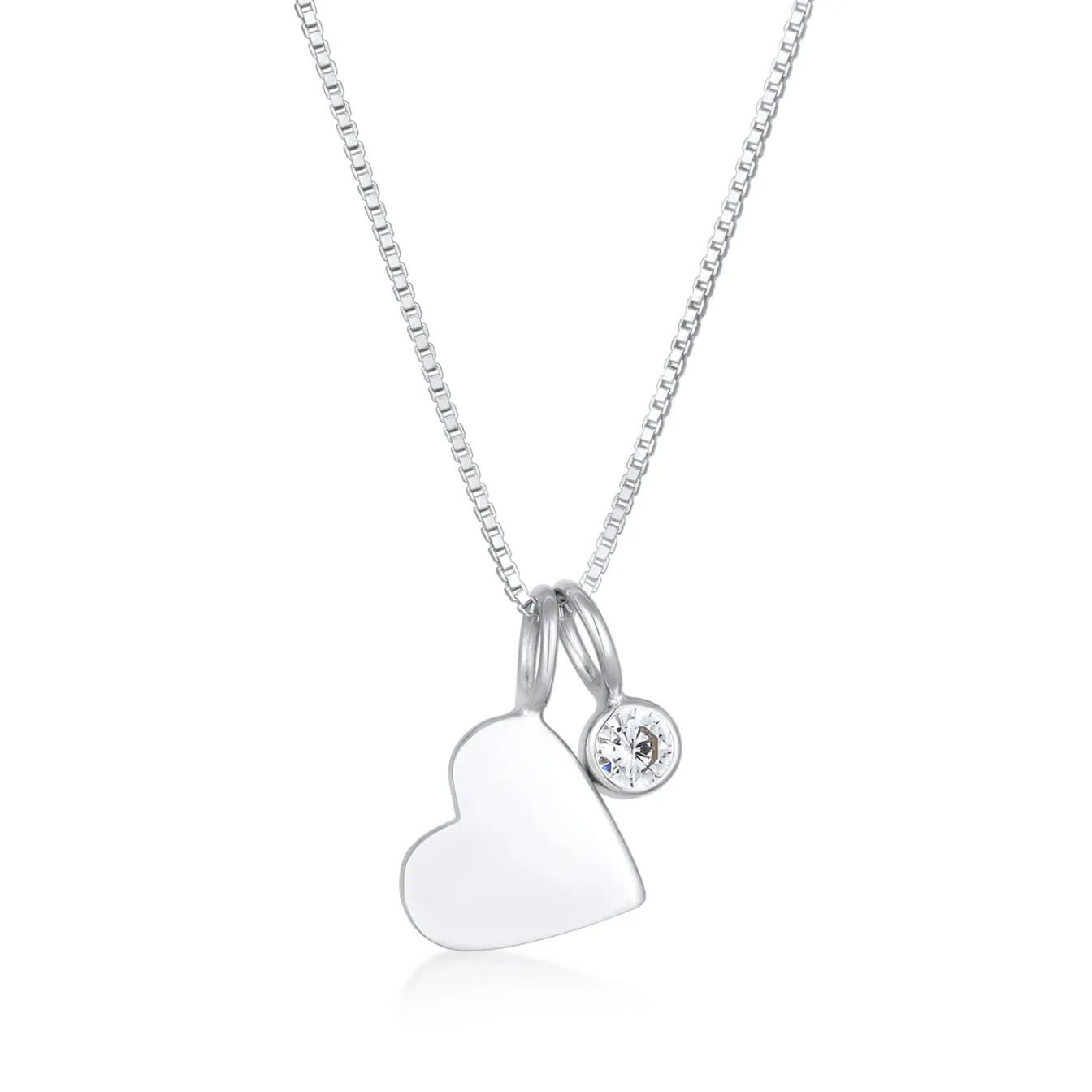 Elli "Solitär-Halskette Herz | Kristall (Weiß)< Vergoldet|Symbol-schmuck