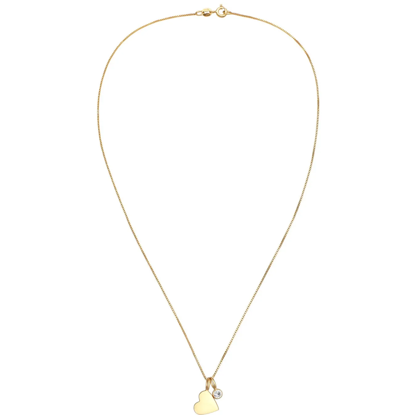 Elli "Solitär-Halskette Herz | Kristall (Weiß)< Vergoldet|Symbol-schmuck