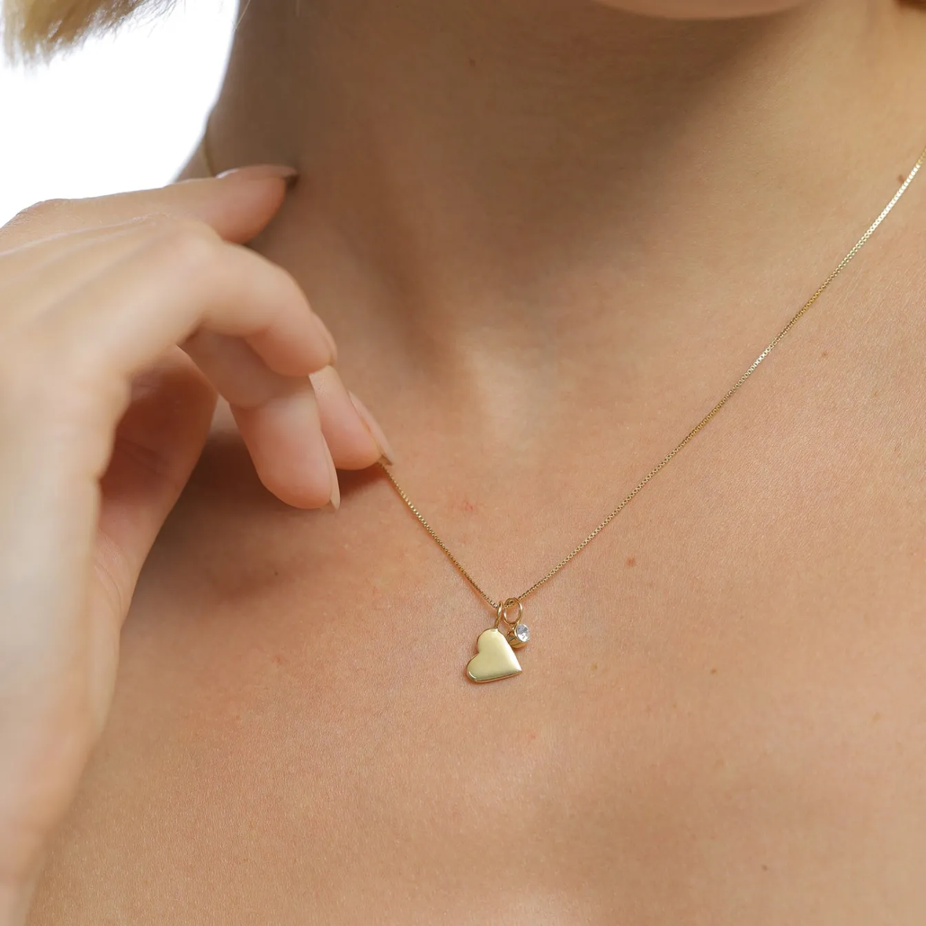 Elli "Solitär-Halskette Herz | Kristall (Weiß)< Vergoldet|Symbol-schmuck