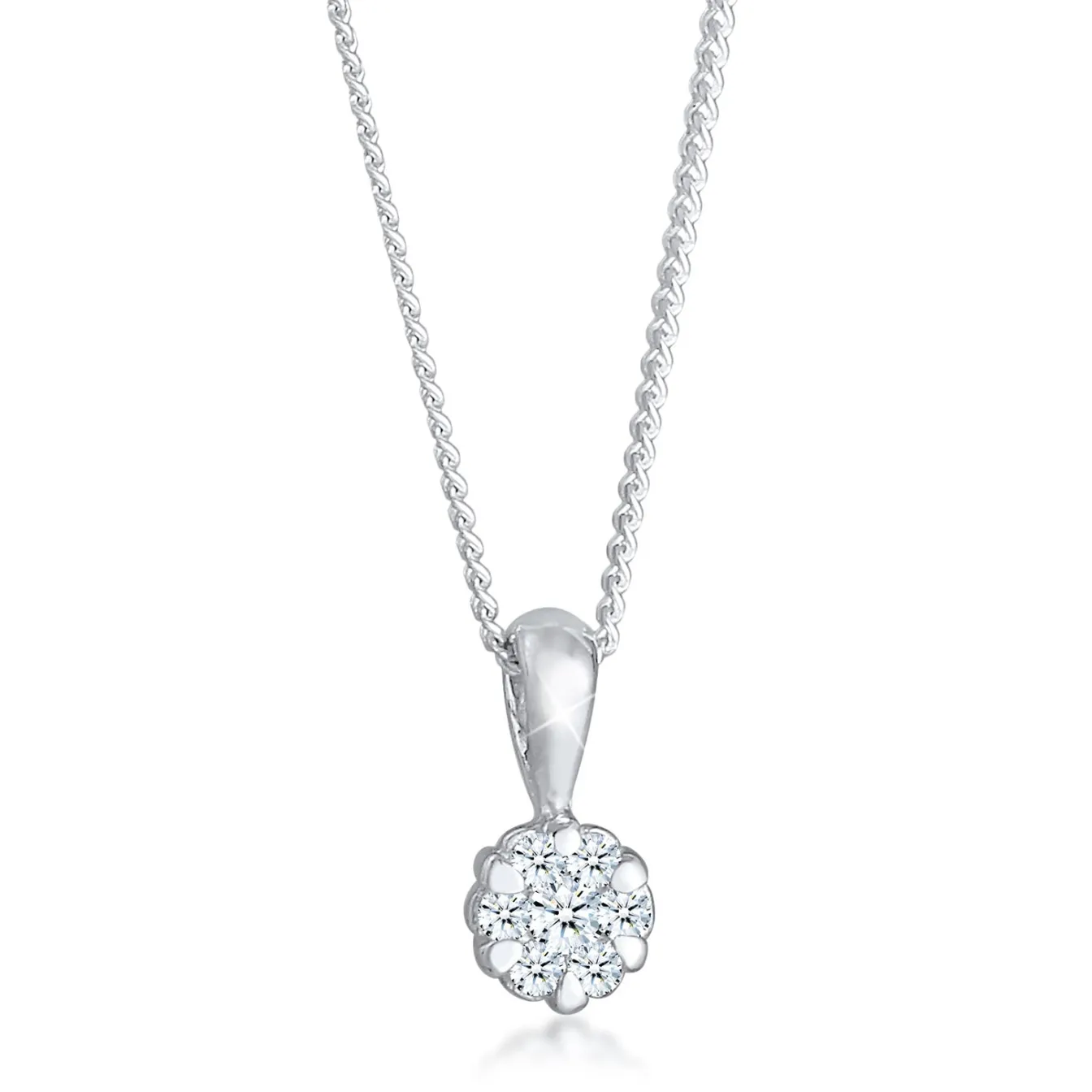Elli "Solitär-Kette | Diamant ( Weiß, 0,12 ct )< Halsketten|Silber