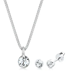 Elli "Solitär-Kette | Kristall ( Weiß )< Roségold|Schmucksets