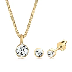 Elli "Solitär-Kette | Kristall ( Weiß )< Roségold|Schmucksets