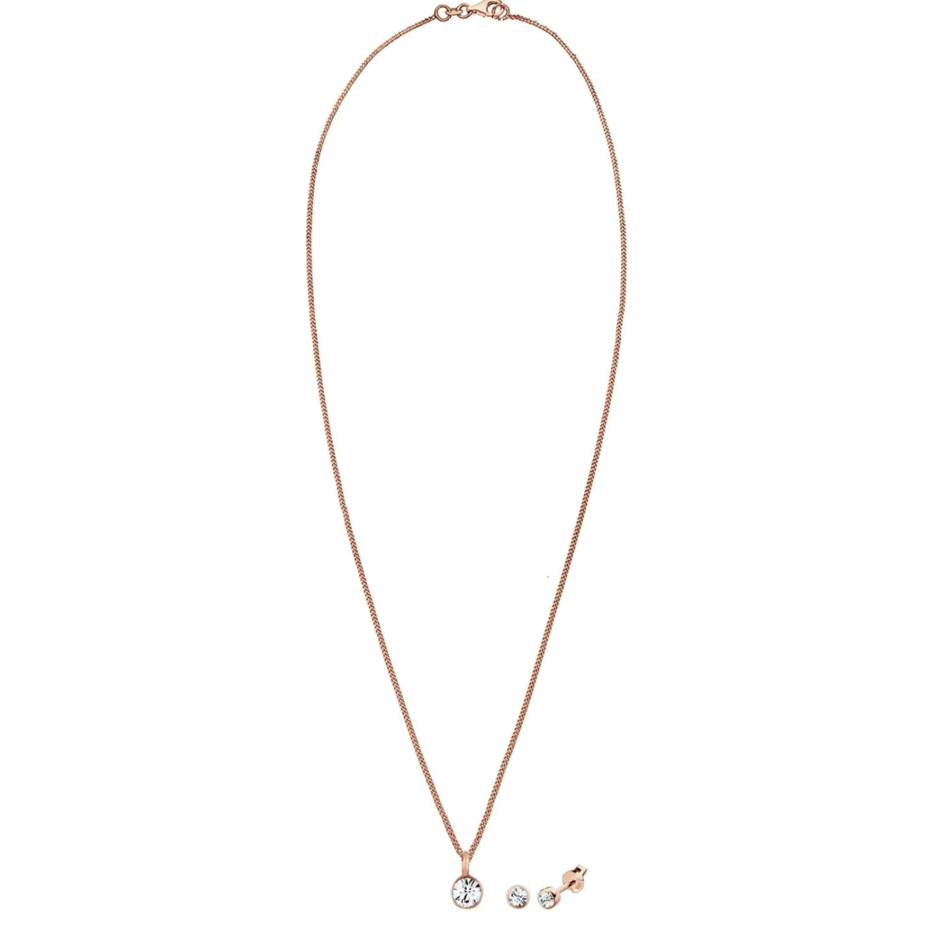 Elli "Solitär-Kette | Kristall ( Weiß )< Roségold|Schmucksets