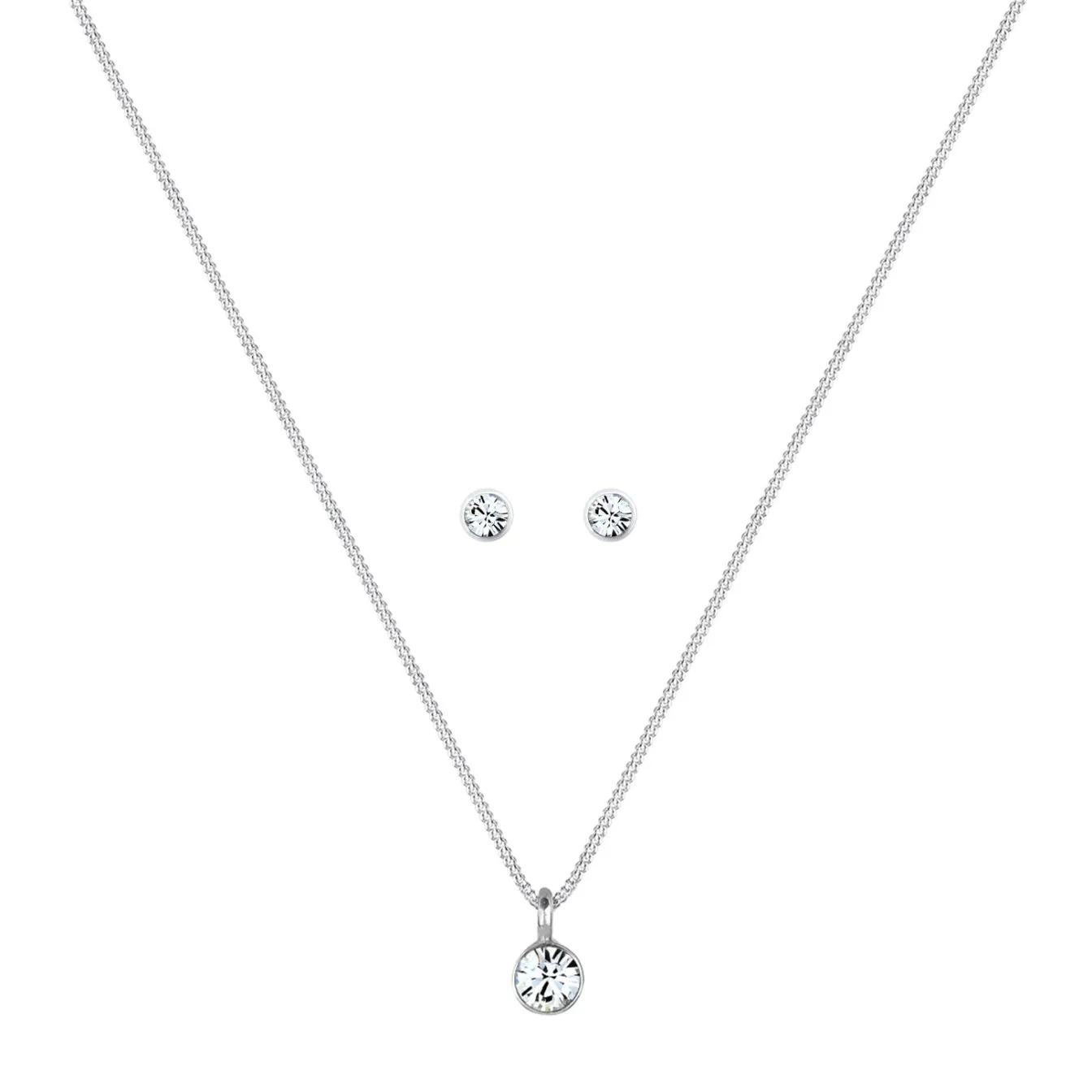 Elli "Solitär-Kette | Kristall ( Weiß )< Roségold|Schmucksets