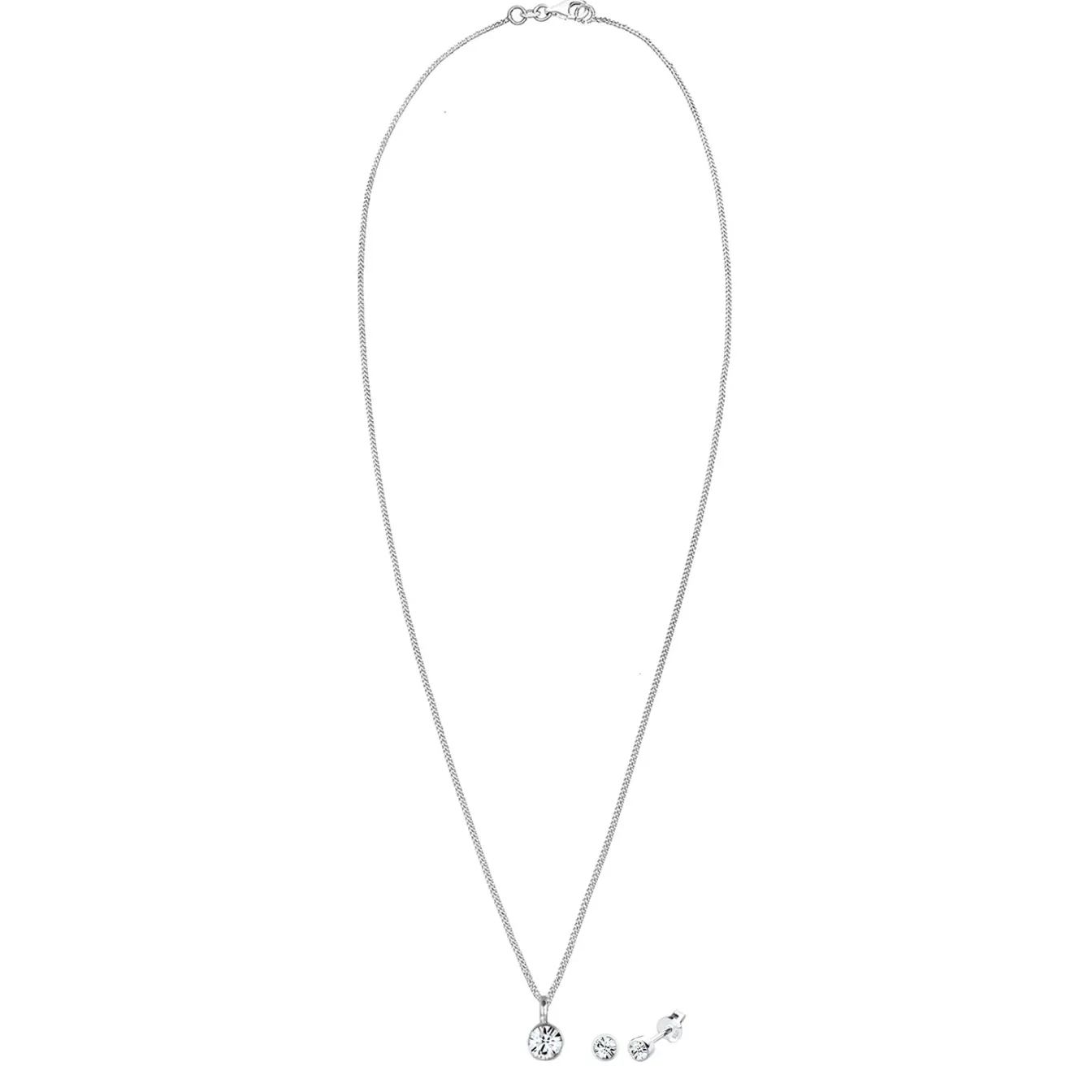 Elli "Solitär-Kette | Kristall ( Weiß )< Roségold|Schmucksets