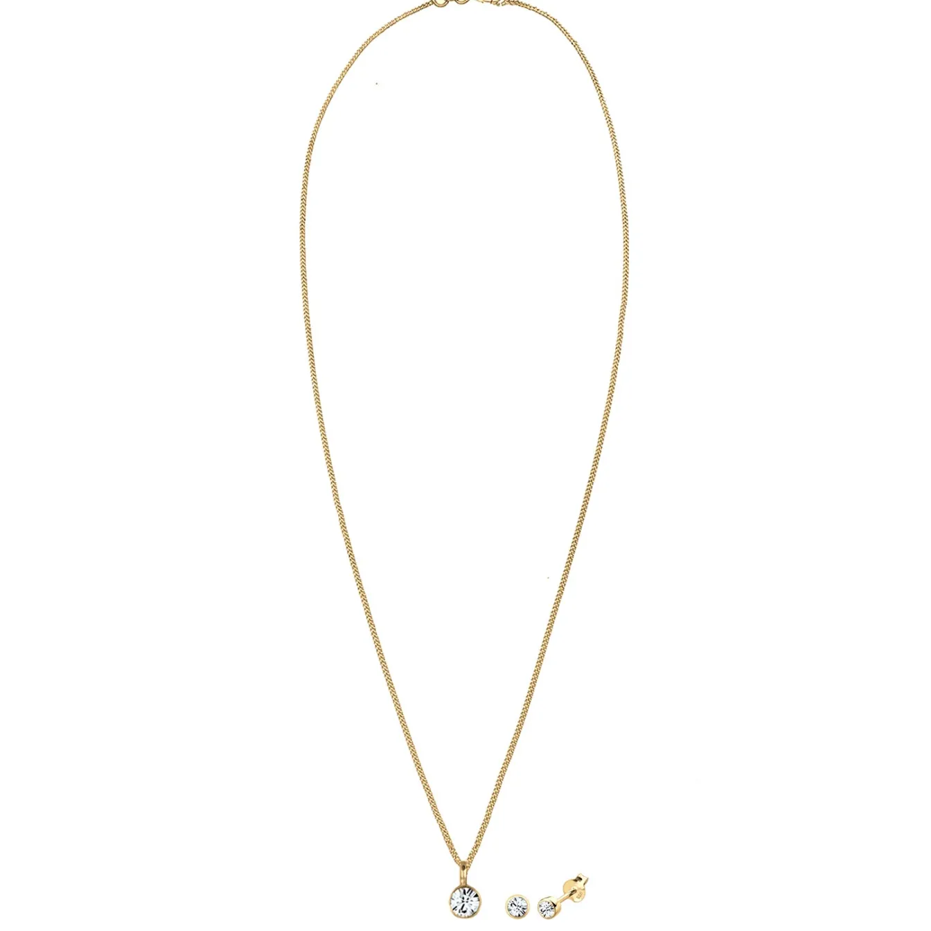 Elli "Solitär-Kette | Kristall ( Weiß )< Roségold|Schmucksets